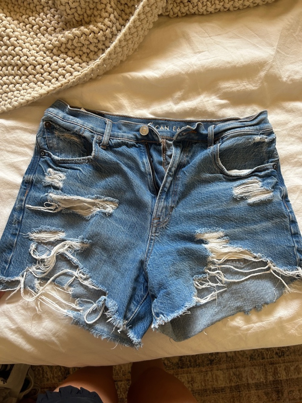 American Eagle High-Rise Denim Shorts - Blue